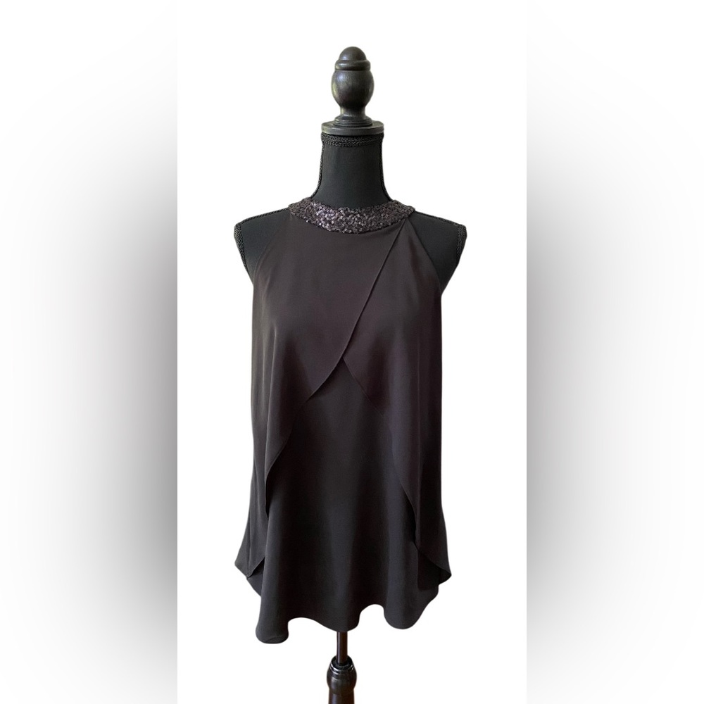 Bisou Bisou: Black Layered Sleeveless Haltered Blouse